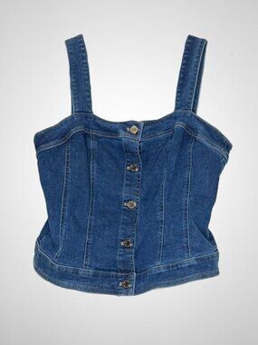 Denim Corset Womens Size 10 White House Black Market Trendy Jeans Tank Top Large